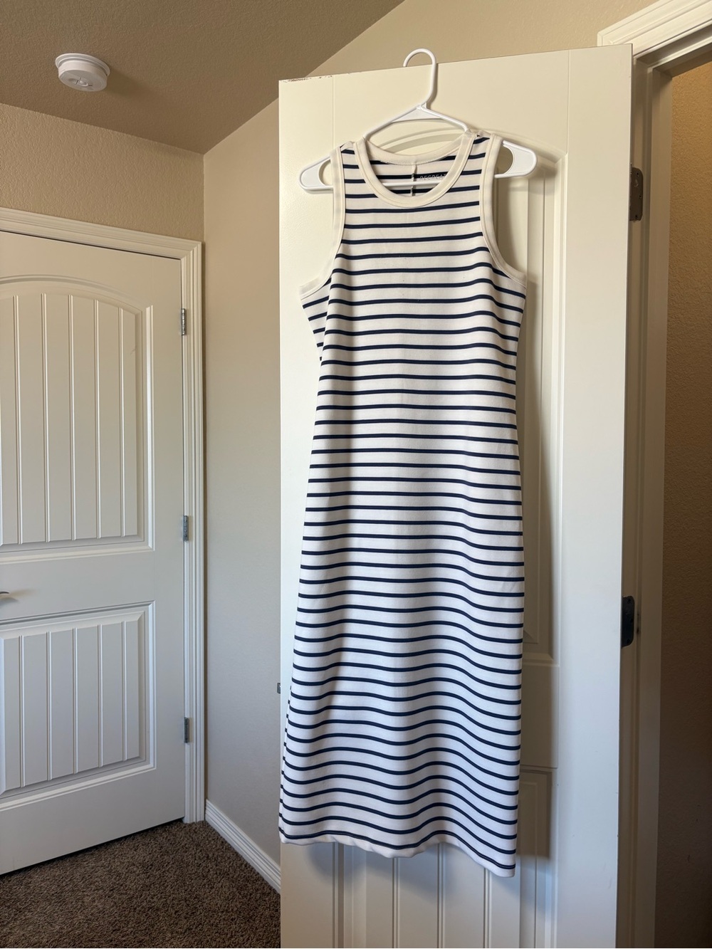 Recreation Navy and White Striped Sleeveless Midi Dress